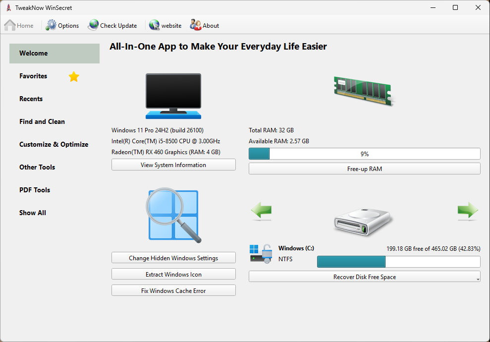 TweakNow WinSecret Plus (Hidden Settings in Windows) v8.5.0