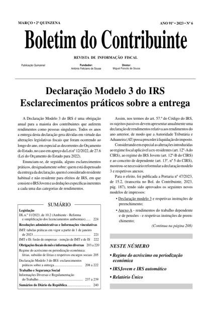 Boletim do Contribuinte – 15/03/2023