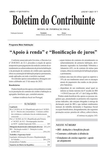 Boletim do Contribuinte – 1/04/2023