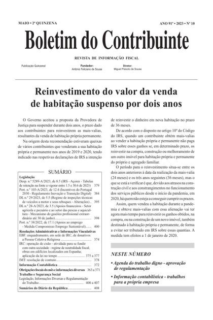 Boletim do Contribuinte – 15/05/2023