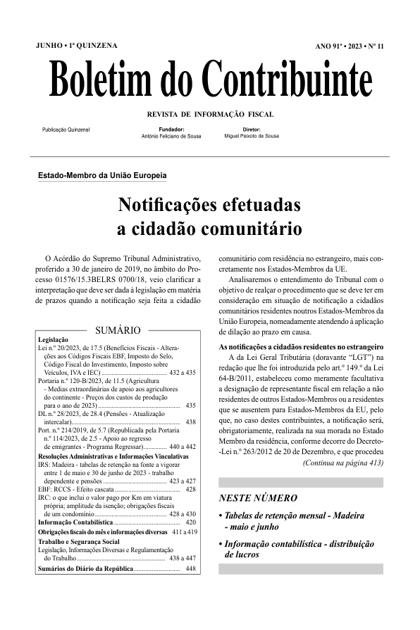Boletim do Contribuinte – 1/06/2023