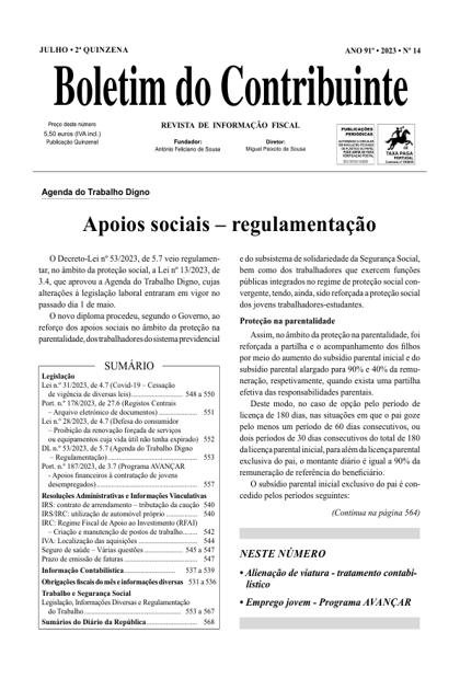 Boletim do Contribuinte – 15/07/2023