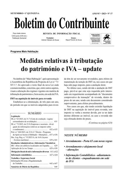 Boletim do Contribuinte – 1/09/2023