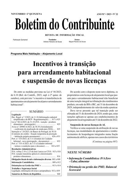 Boletim do Contribuinte – 15/11/2023