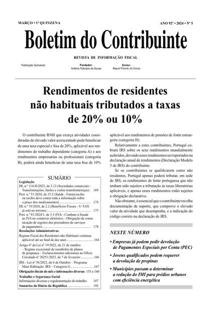 Boletim do Contribuinte – 1/03/2024