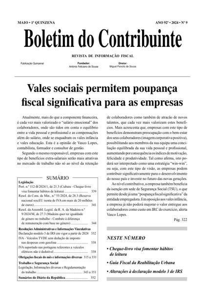 Boletim do Contribuinte – 1/05/2024