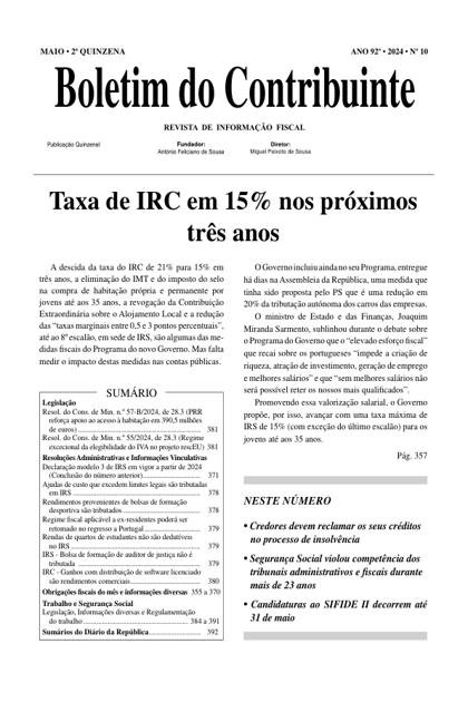 Boletim do Contribuinte – 15/05/2024