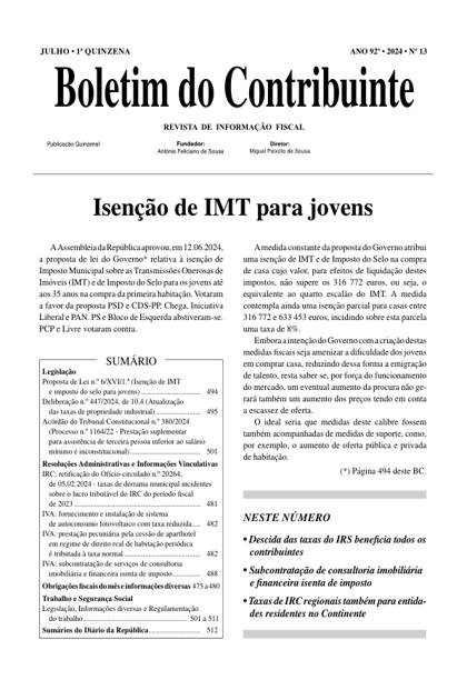 Boletim do Contribuinte – 1/07/2024