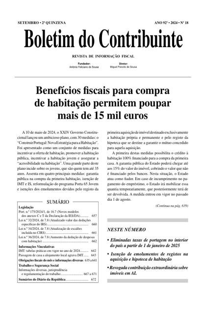 Boletim do Contribuinte – 15/09/2024