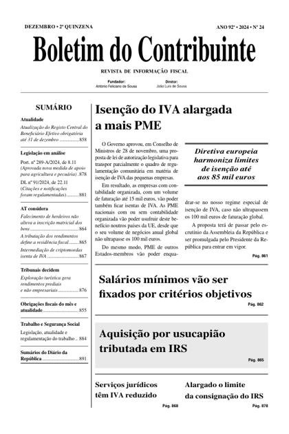 Boletim do Contribuinte – 15/12/2024