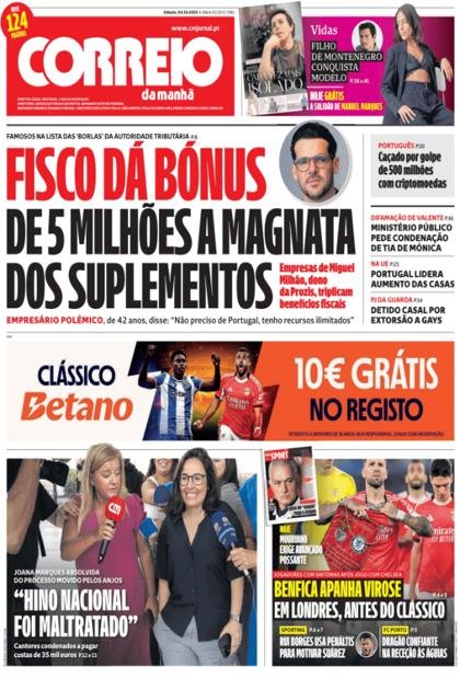Correio da Manhã + MaisSport + Vidas – 4/10/2025